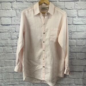 Chicos‎ Design Womens Size 1 Med Long Sleeve Light Pink Linen LS Top